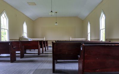 Interior of the Fee Memorial Church and refugee school in Camp Nelson NM