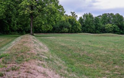 Earthwork embankment at the Mound City Group in Hopewell Culture NHP