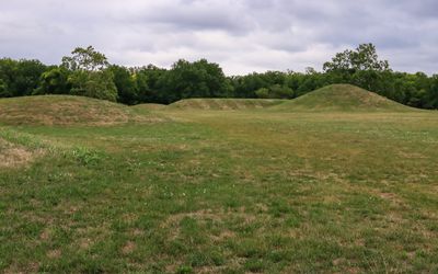 Wide view of the Mound City Group in Hopewell Culture NHP