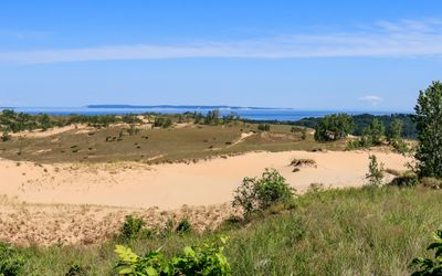 North Manitou Island from the Dune Overlook on the Pierce-Stocking Scenic Drive in Sleeping Bear Dunes NL