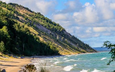 Dunes meet Lake Michigan as seen from Empire Beach in Sleeping Bear Dunes NL