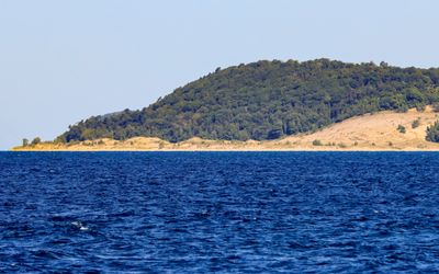 View of North Manitou Island from the ferry in Sleeping Bear Dunes NL