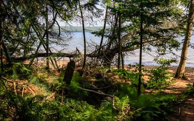 View of Lake Superior and Oak Island from along the Beach Trail in Frog Bay Tribal NP