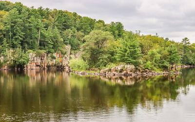 Large island and basalt cliffs along the St. Croix River in St. Croix NSR