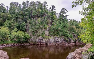 View of the St. Croix River from along the Glacial Potholes Trail in Interstate State Park