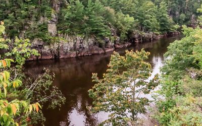 View of the St. Croix River from along the Glacial Potholes Trail in Interstate State Park