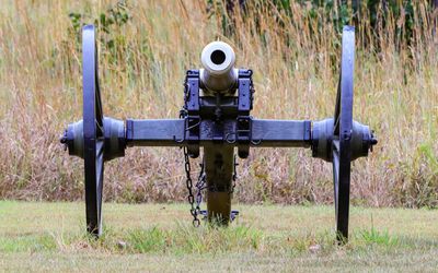 A cannon, part of Trottens Battery, along Bloody Hill in Wilsons Creek NB