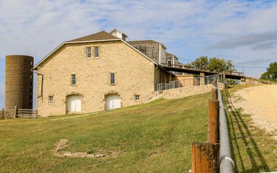 The Spring Hill/Z Bar Ranch limestone barn in Tallgrass Prairie National Preserve