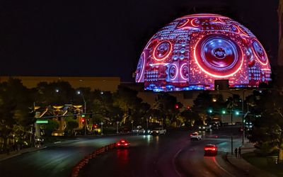 Speakers cover the dome at The Sphere in Las Vegas