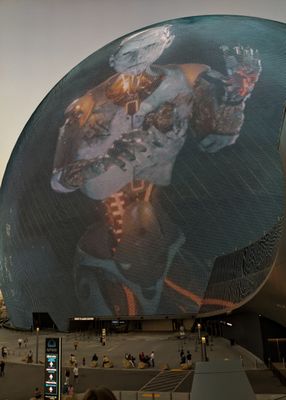 Robot figure appears on the dome at The Sphere in Las Vegas