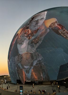 Large robot on the dome at The Sphere in Las Vegas