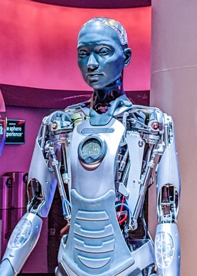 Humanistic robot interacting with visitors at The Sphere in Las Vegas
