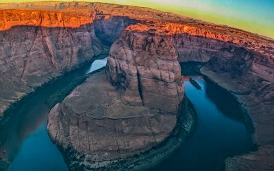 Horseshoe Bend in Arizona projected on the dome inside at The Sphere in Las Vegas