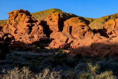 Rock formation in early morning sunlight in Valley of Fire SP