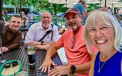 Visiting with Shell friends Ken and Cathy and their son Bryce at Superior Bathhouse Brewery in Hot Springs National Park
