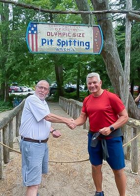 Friendly end to competition with Shell friend Randy at Cherry Republic, Glen Arbor, Michigan