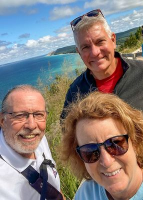 With Shell friends Randy and Mel along the Empire Bluff Trail in Sleeping Bear Dunes National Lakeshore, Michigan