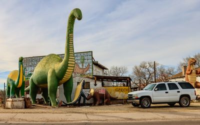 Dinosaurs on the main street in Holbrook, Arizona 