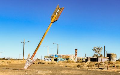 The Twin Arrows (now only one arrow) roadside attraction on Route 66 in central Arizona 