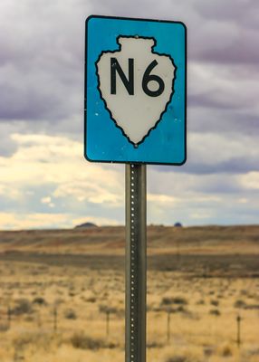 Sign for Navajo Service Route 6 in Northeastern Arizona