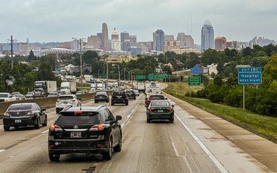 View of downtown Cincinnati, Ohio from I-71 north