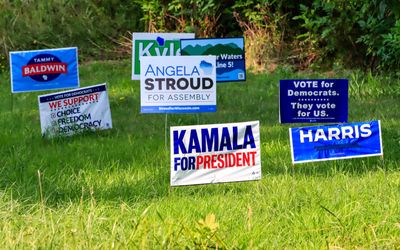 Campaign signs along the road in northern Wisconsin 