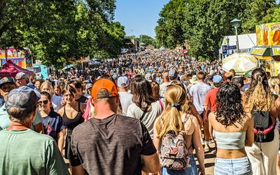 People for as far as the eye can see, at the Minnesota State Fair, Saint Paul 