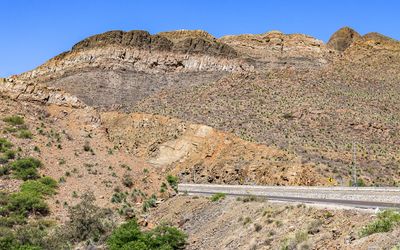 Towering cliffs and rock formations in Castner Range NM