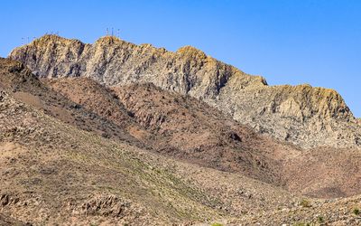 View of towers on a mountaintop from Castner Range NM