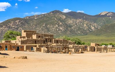 One of two main structures at the base of the Sangre de Cristo Mountain Range in Taos Pueblo