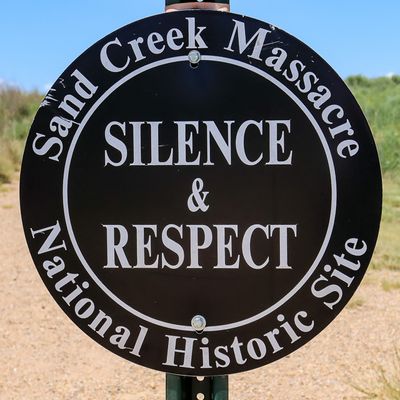 Sign posted along the Monument Hill Trail in Sand Creek Massacre NHS