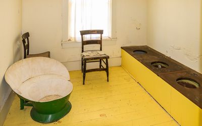 The hospital ‘Earth Closet’ with bathtub in Fort Larned NHS