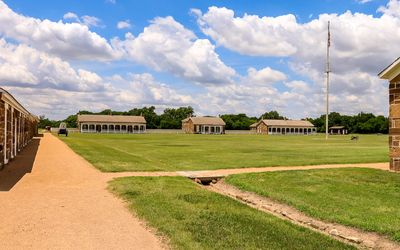 Officer Row as seen from across the parade ground in Fort Larned NHS