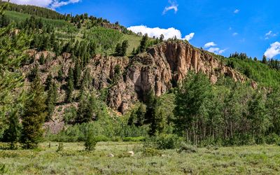 Rock cliffs in the southern portion of the camp in Camp Hale NM