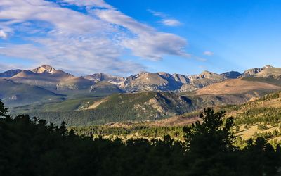 Rocky Mountain range including Longs Peak (14,259 ft  left) in Rocky Mountain NP 