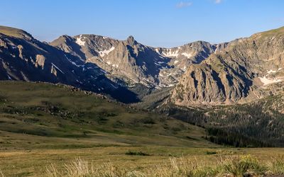 View of peaks over the tundra in Rocky Mountain NP