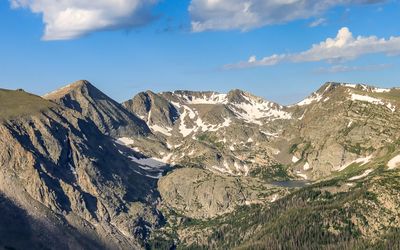 View of a rugged mountain ridge in Rocky Mountain NP