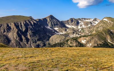 Mountain peaks across the tundra along the Trail Ridge Road in Rocky Mountain NP