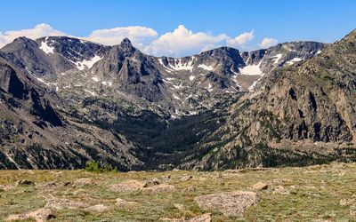 View of the Continental Divide across the tundra in Rocky Mountain NP