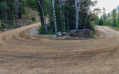 Mountain hairpin curve along the Old Fall River Road in Rocky Mountain NP