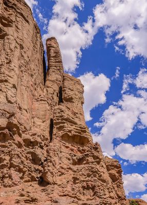 A column of rock high above the road in Shoshone National Forest