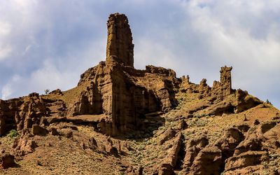Peak and pinnacles on a craggy ridge in Shoshone National Forest