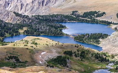 Lake in a small valley along the Beartooth Highway