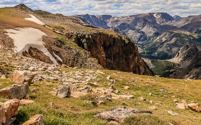 View of Rock Creek Canyon across the tundra along the Beartooth Highway
