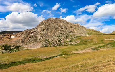Large rocky mountain along the Beartooth Highway