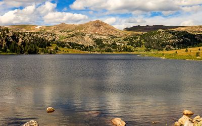 View across Island Lake along the Beartooth Highway