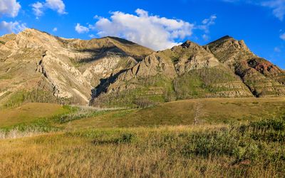 Ridge of mountains to the north of the park entrance in Waterton Lakes NP