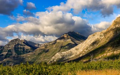 Mountains on the west side of Upper Waterton Lake in Waterton Lakes NP