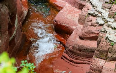 Swirling waters in Red Rock Canyon in Waterton Lakes NP