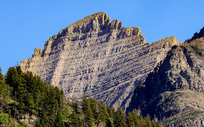 Rugged mountain peak as seen from the boat on Upper Waterton Lake in Waterton Lakes NP